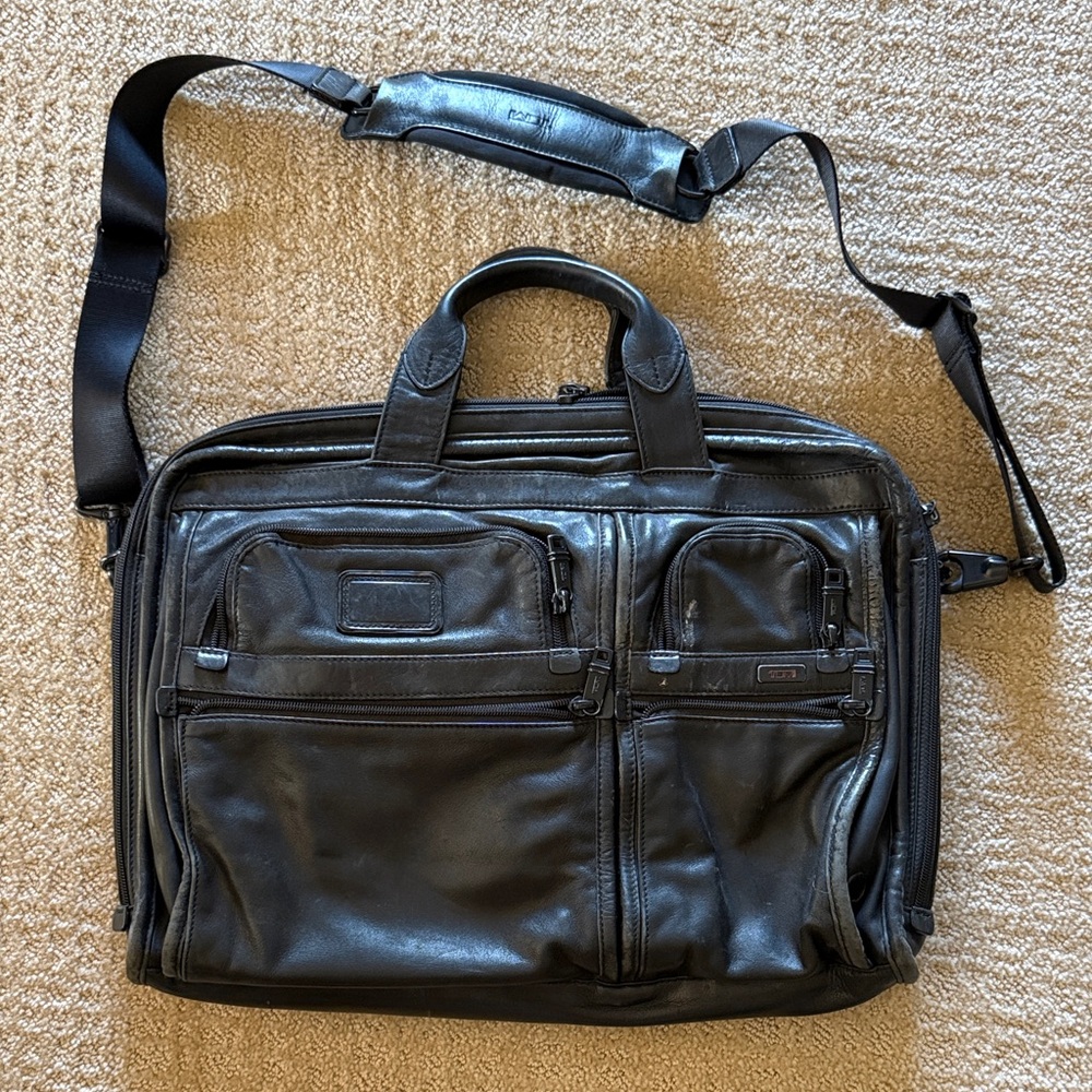 Tumi Black Leather Legal Size Briefcase